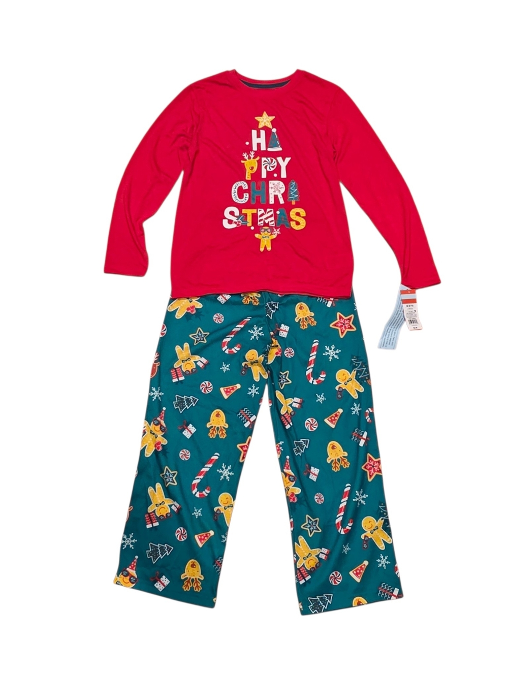 Cat & Jack Red Top with Green Holiday Print Pajama Set